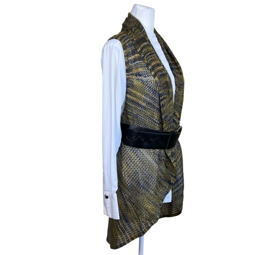 New Directions Boho Open Knit Crochet Waterfall Vest Duster Piratecore Indie L - Picture 5 of 16